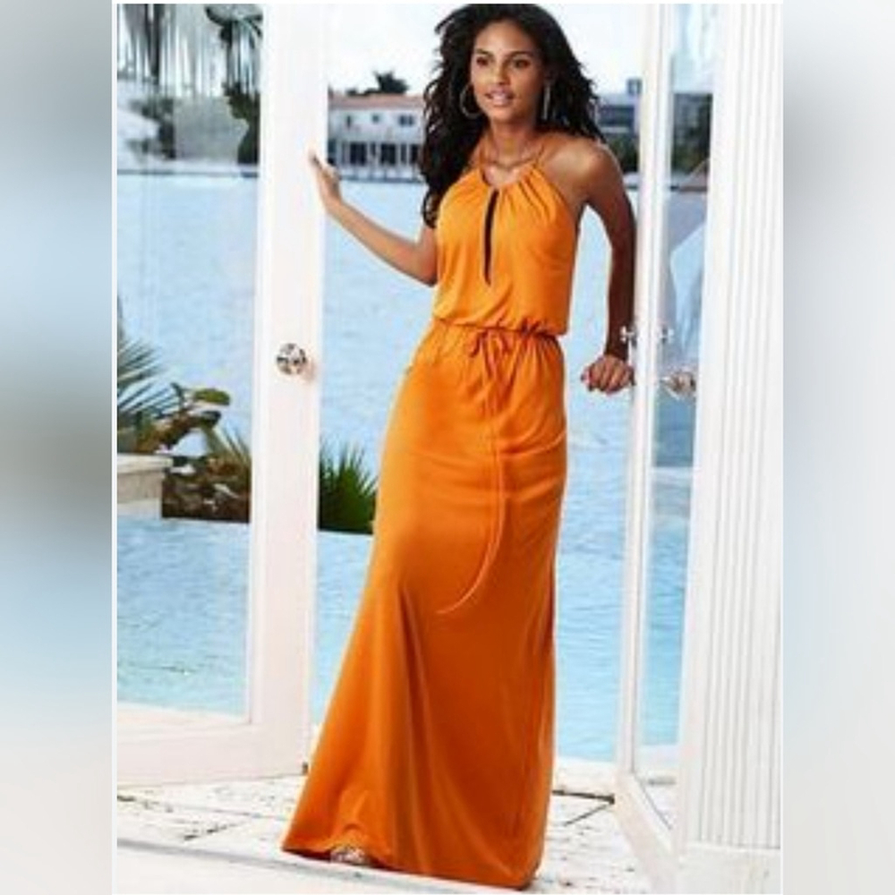 Moda International Orange Maxi Dress size L